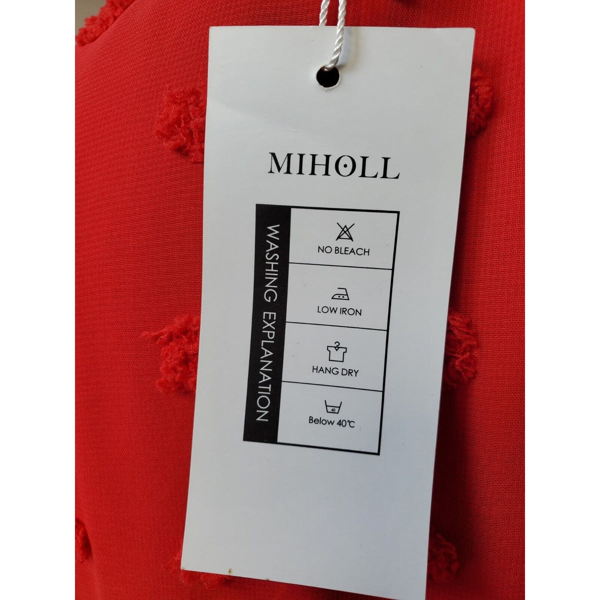 Miholl Red Pom Pom Babydoll Polyester V-Neck Short Sleeve Dress X-Large