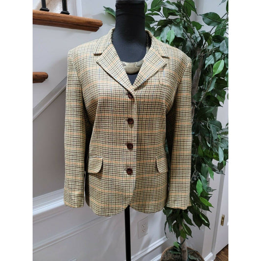 Orvis Women's Multicolor 100% Silk Single Breasted Four Buttons Fitted Blazer 12