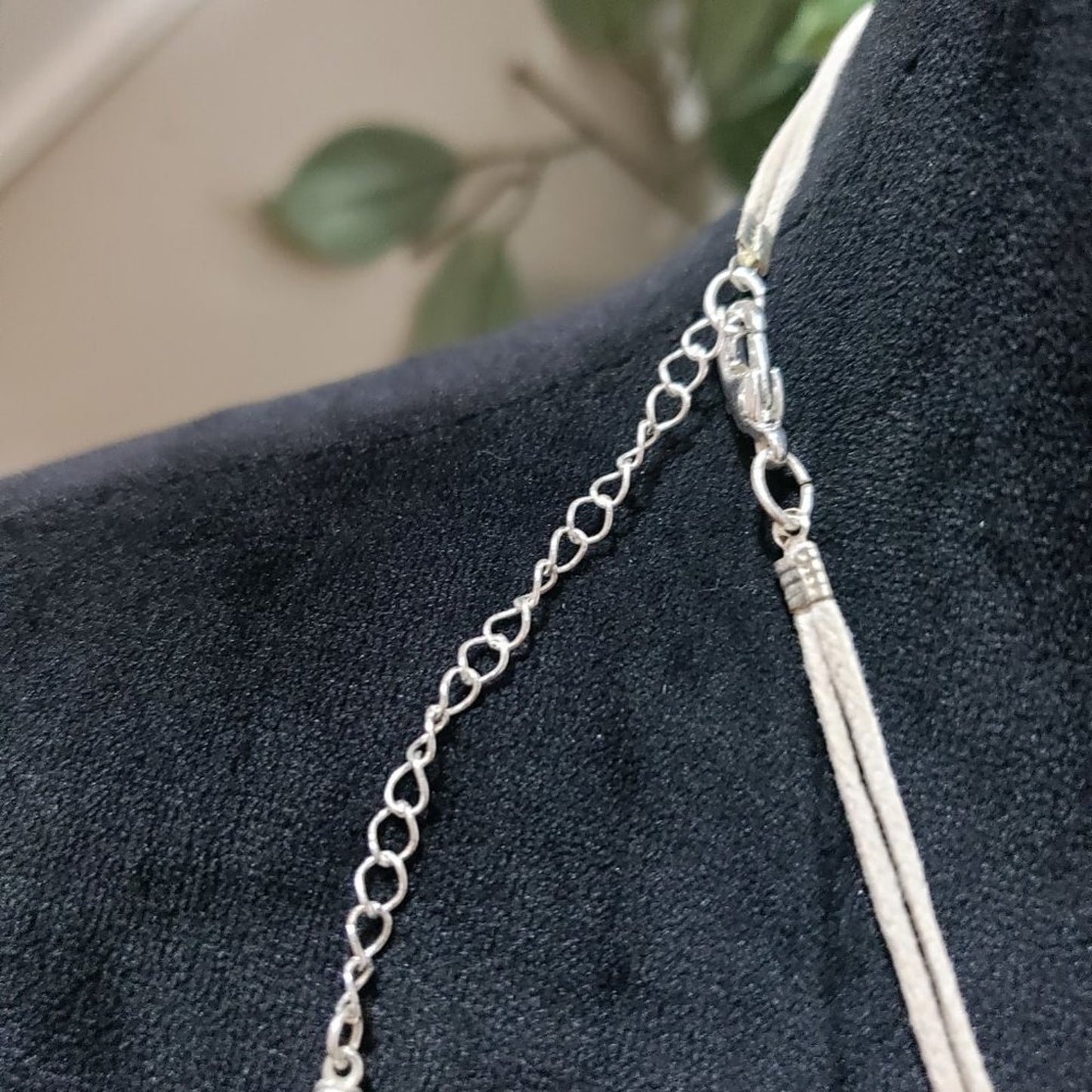 Womens Iridescent White Bone Link Chain Choker Necklace with Lobster Clasp