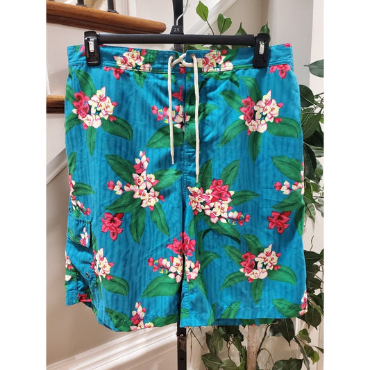 Vintage Polo Ralph Lauren Men's Blue Floral 90’s Hawaiian Swim Trunk Shorts M