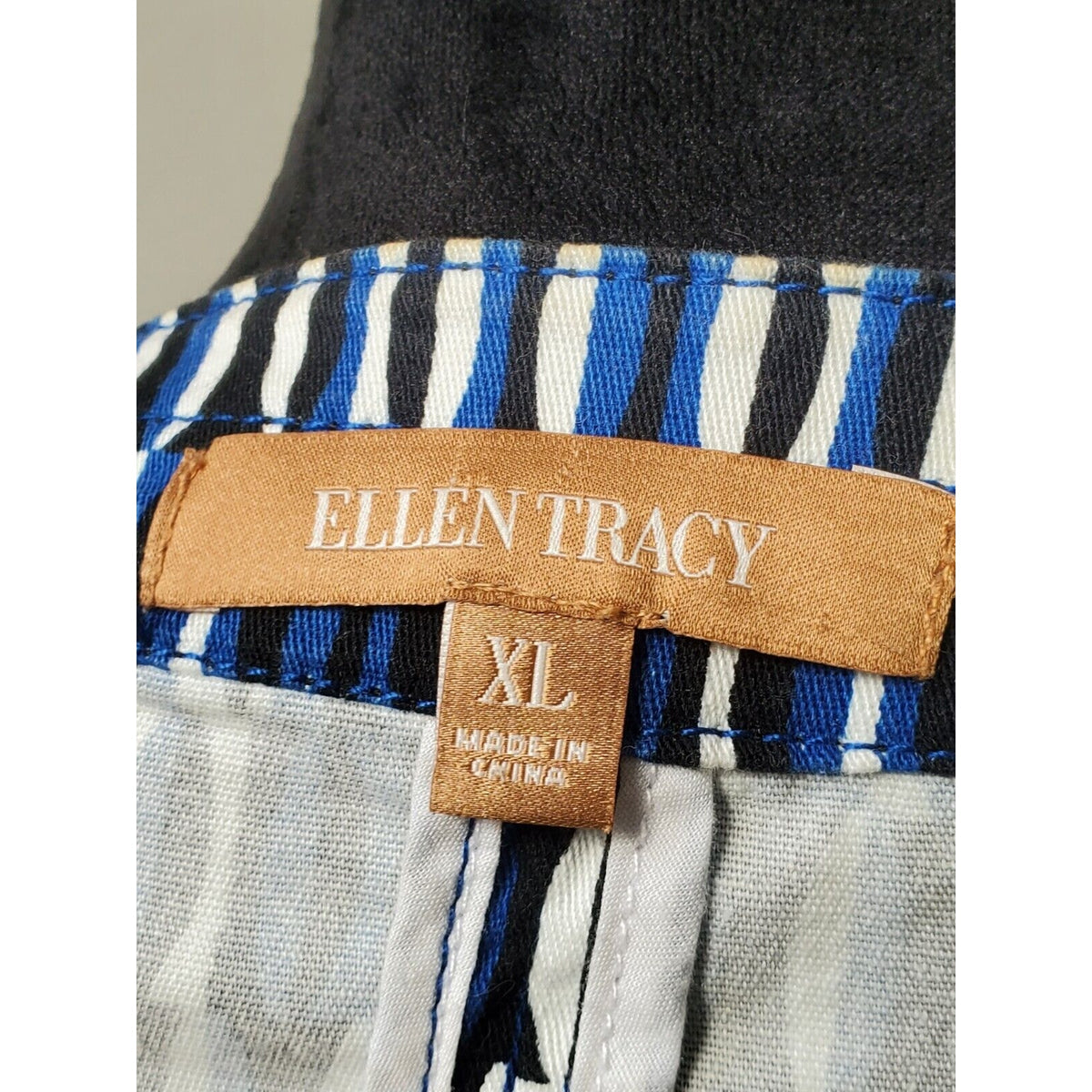 Ellen Tracy Womens Blue Cotton Long Sleeve Full Zip Casual Jacket Extra Large