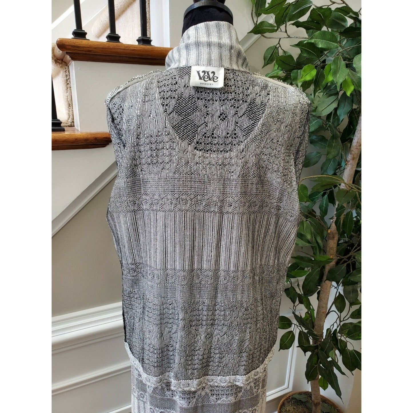 Vintage Veve Women's Gray 100% Acetate Jacket & Maxi Dress 2 Piece Suit Size 8