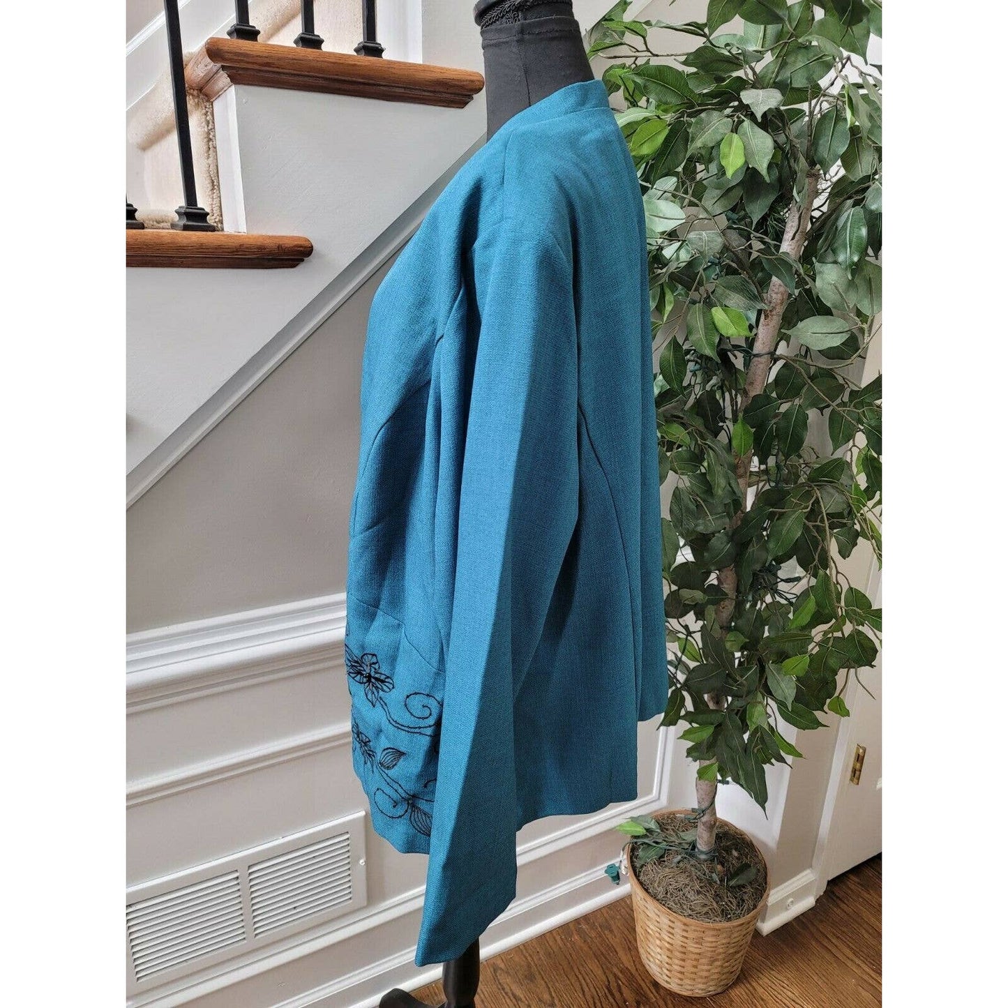 Kari New York Women's Sky Blue 100% Polyester Undershirt Casual Blazer Size 22W