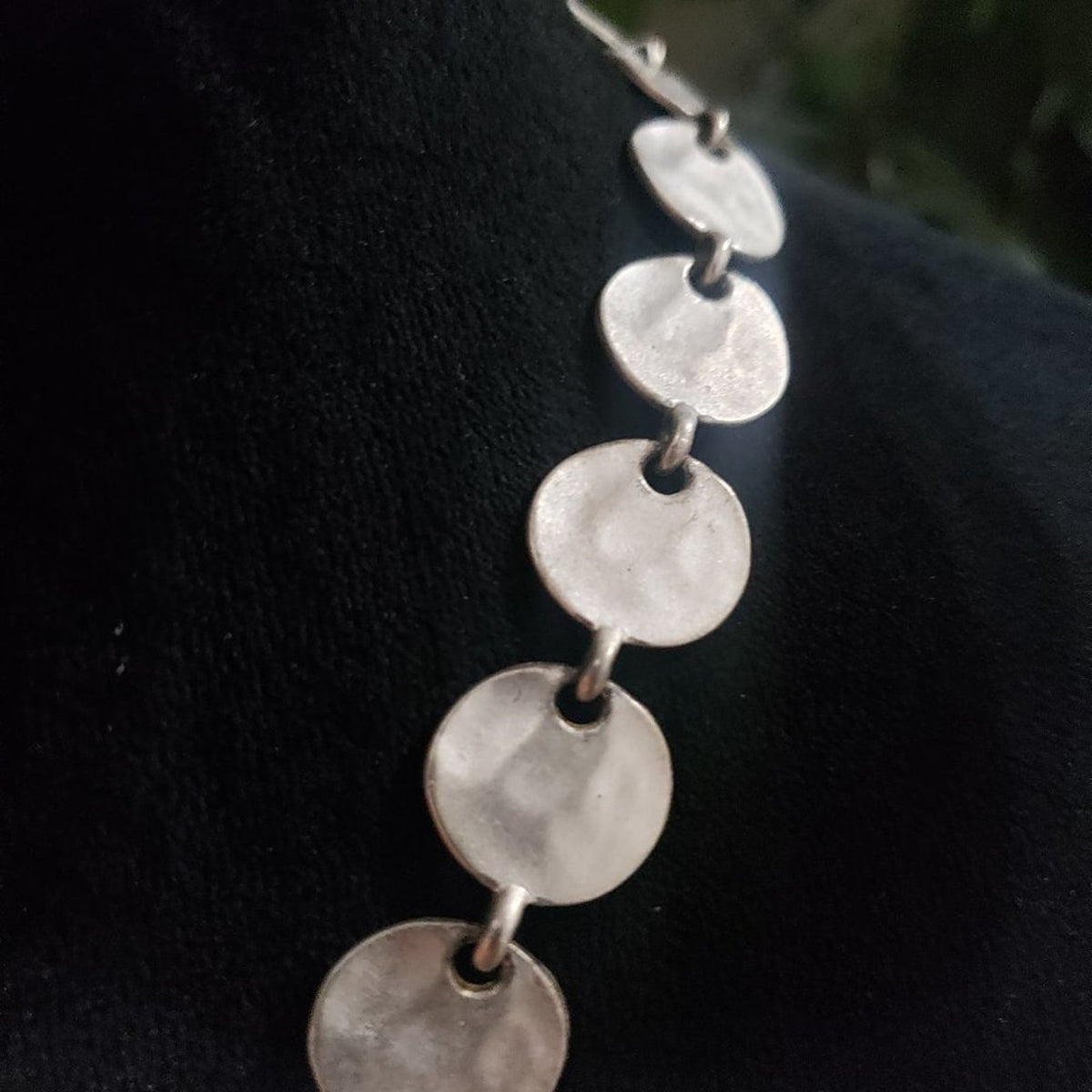 Womens Fashion Silver Round Link Disk Statement Necklace w/ Lobster Clasp