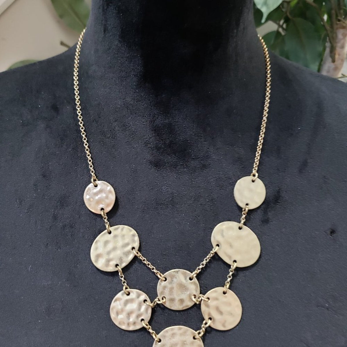 Womens Fashion Gold Layered Moon Circle Collar Necklace with Lobster Clasp