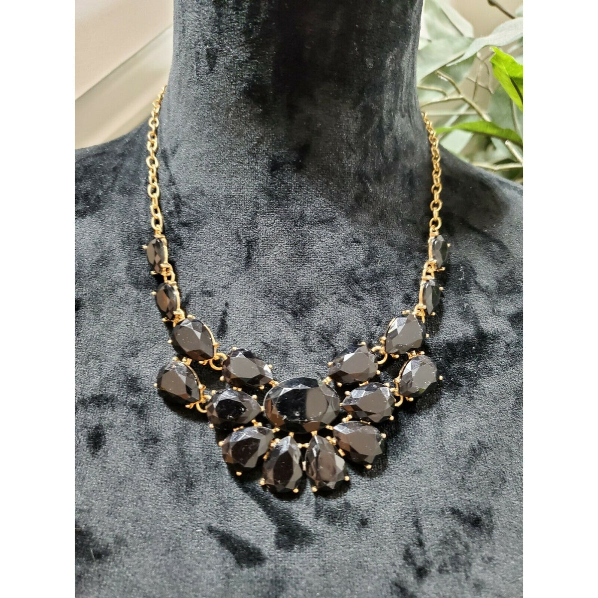 Black Stone Statement Necklace