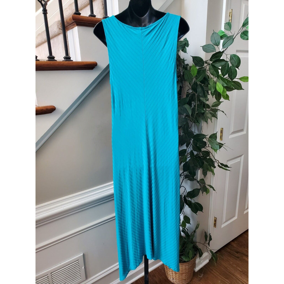 Apt. 9 Women's Blue Rayon V-Neck Sleeveless Casual Long Maxi Dress Size Large