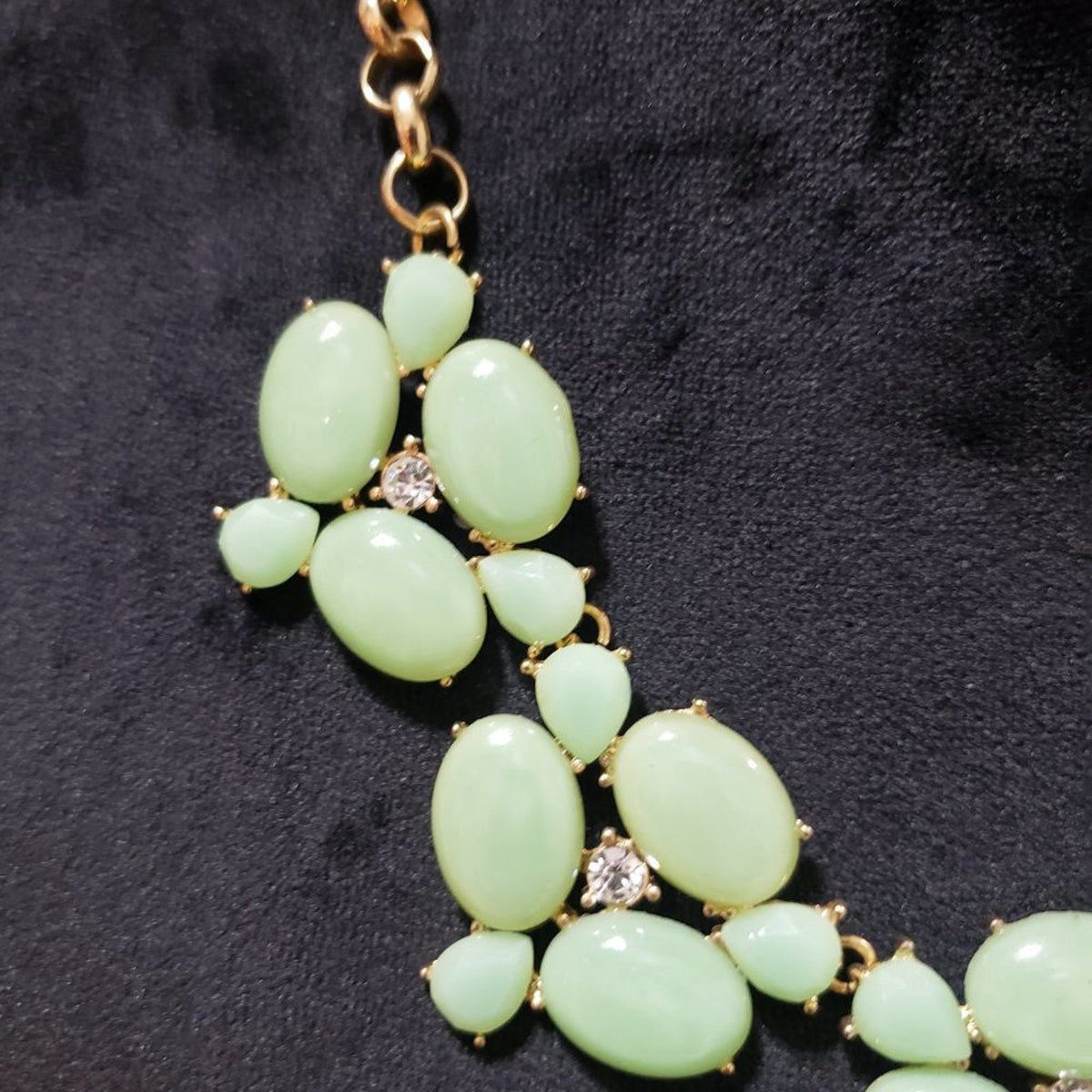Womens Mint Bib Boho Statement Modern Fashion Gold Necklace