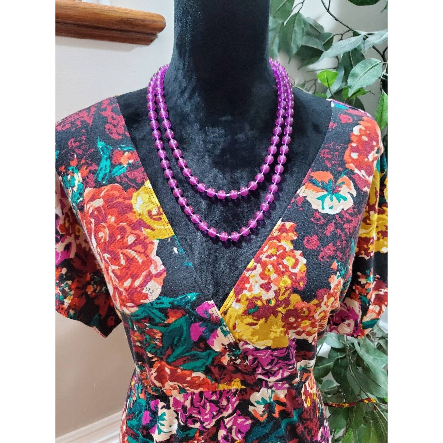 Pure Energy Women Multicolor Polyester V-Neck Short Sleeve Knee Length Dress 2X