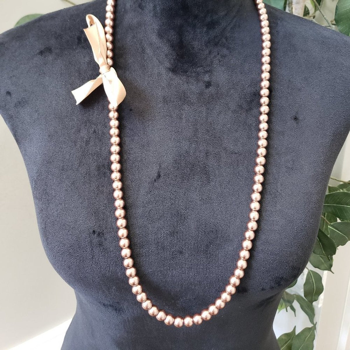 Womens Fashions Brown Tone Pearl Beaded Teardrop Necklace Jewellery