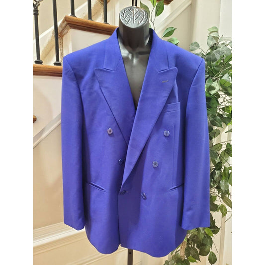 Jack Green Linea Classica Men's Blue Polyester Double Breasted Blazer Size 42R