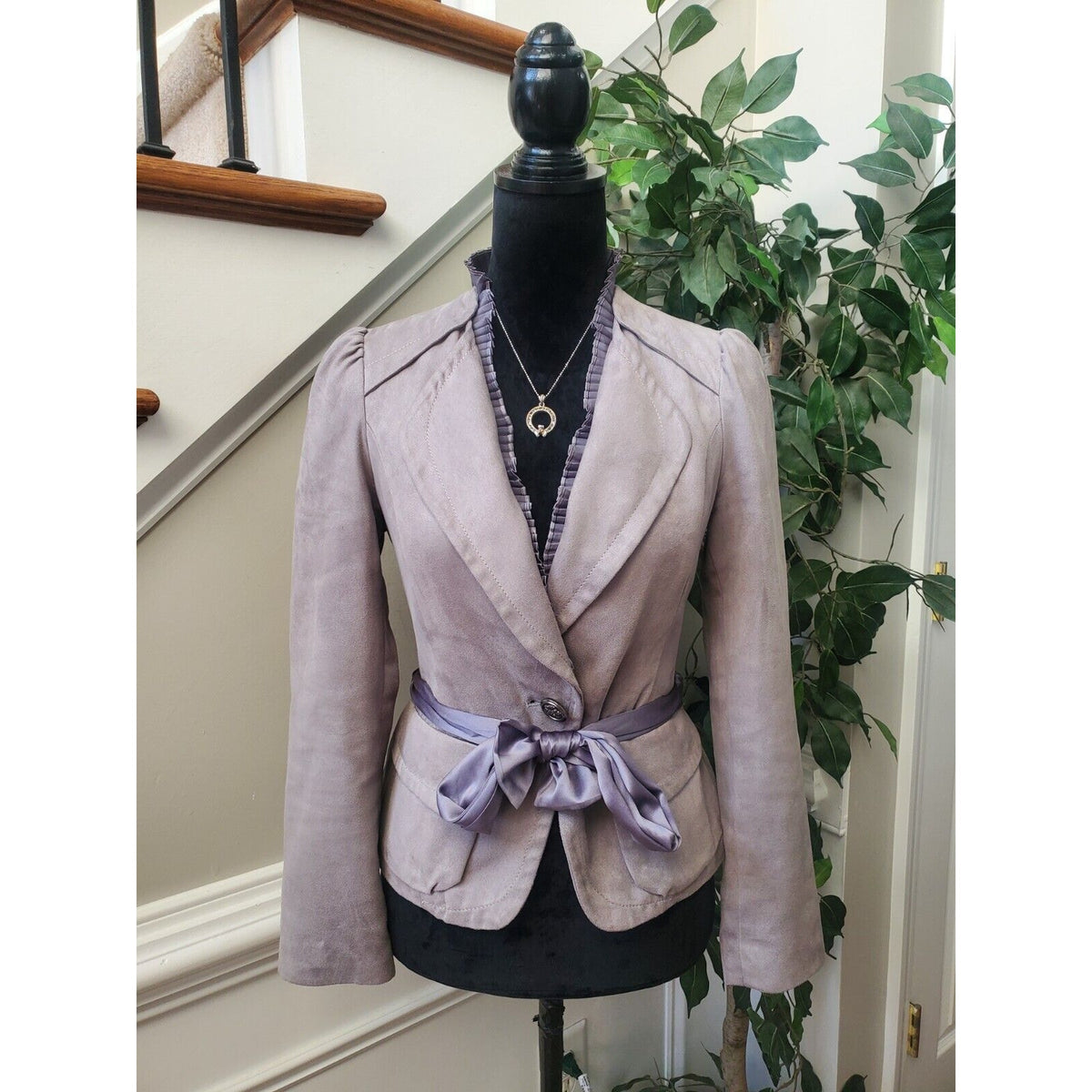 Kenneth Lady Women's Purple Polyester Long Sleeve One Button Blazer Size 40