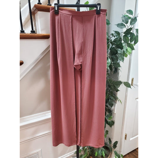 Windsor Pink High Waist Back Zip A-Line Pleated Maxi Skirt With Shorts Size S