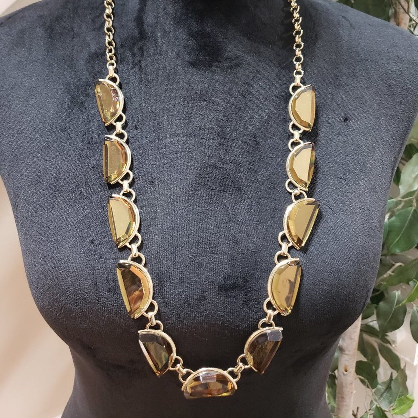 Coldwater Creek Womens Gold Tone Crescent Gemstone Fashion Necklace