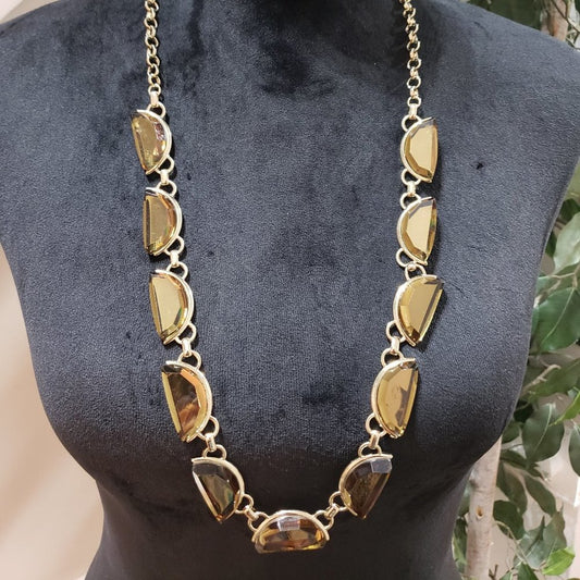 Coldwater Creek Womens Gold Tone Crescent Gemstone Fashion Necklace