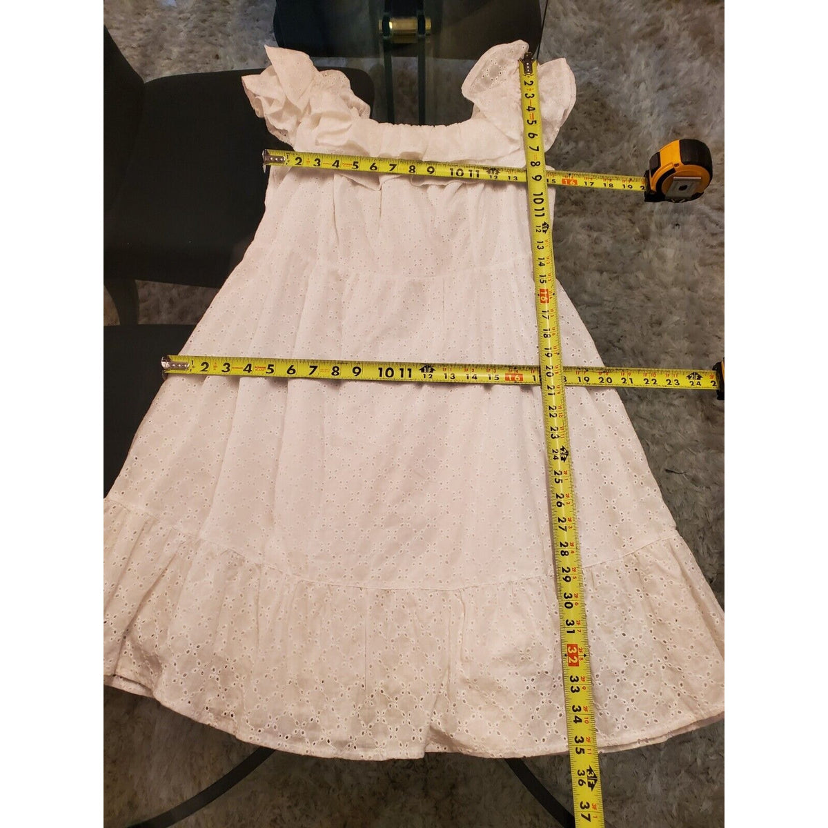 Simplee Women White Cotton Square Neck Sleeveless Casual Knee Length Dress Small