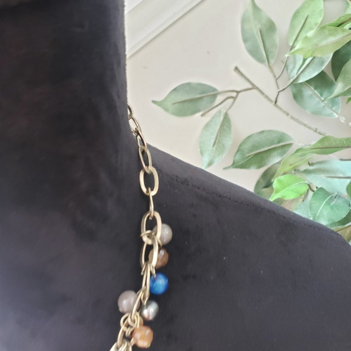 Women's Multicolor Round Bead Aquamarine Statement Stylish Necklace