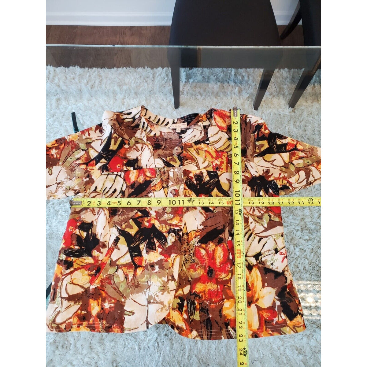 Choices Womens Multicolor Floral Long Sleeve Buttons Front Casual Jacket Size L