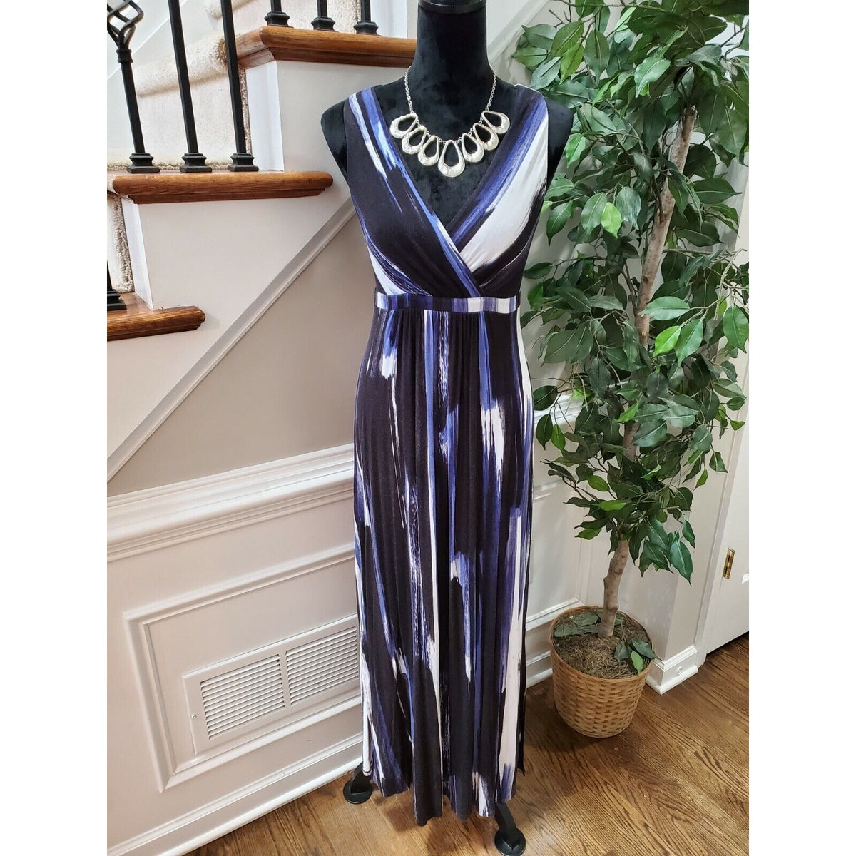 Matty M Women's Multicolor Rayon V-Neck Sleeveless Long Maxi Dress Size X-Small