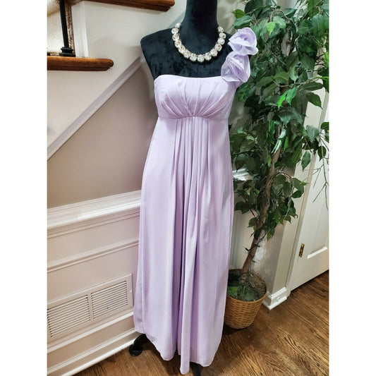 Wtoo by Watters Women Purple Polyester One Shoulder Off Long Maxi Dress Size 6