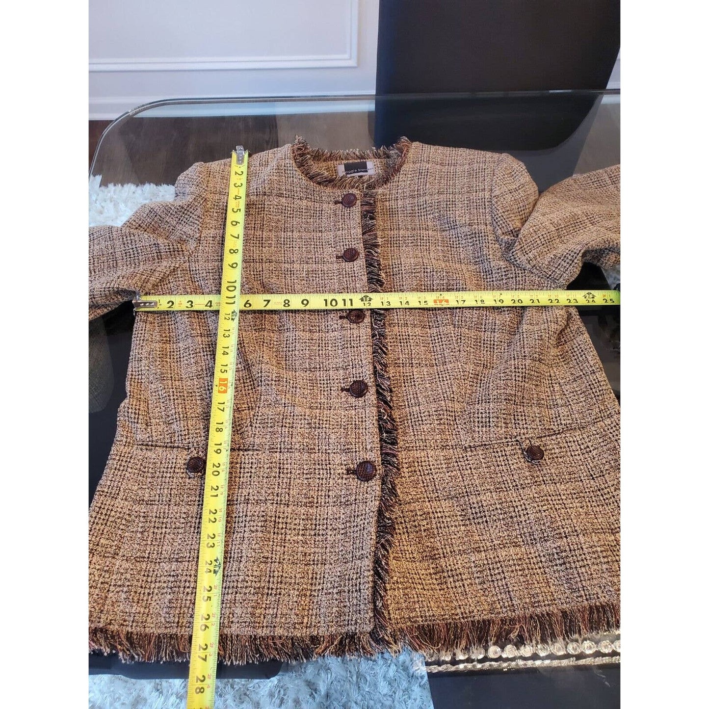 Maggie Barnes Women Brown Acrylic Long Sleeve Jacket & Skirt 2 Piece Suit 18W