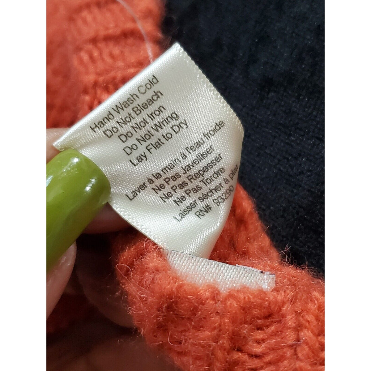 Cotton Emporium Women Orange Long Sleeve Round Neck Pullover Knit Sweater Small