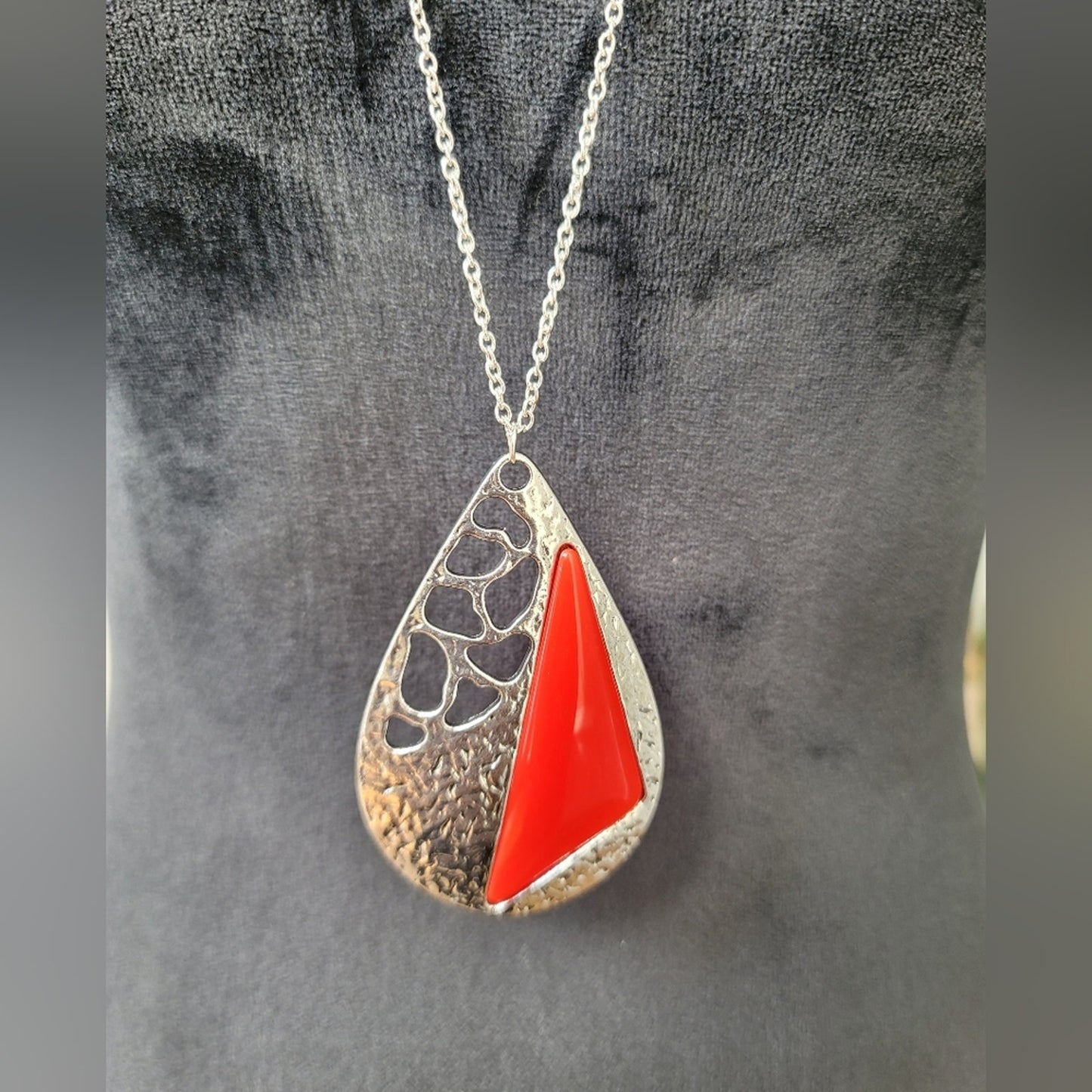 Long Red Pendant Necklace