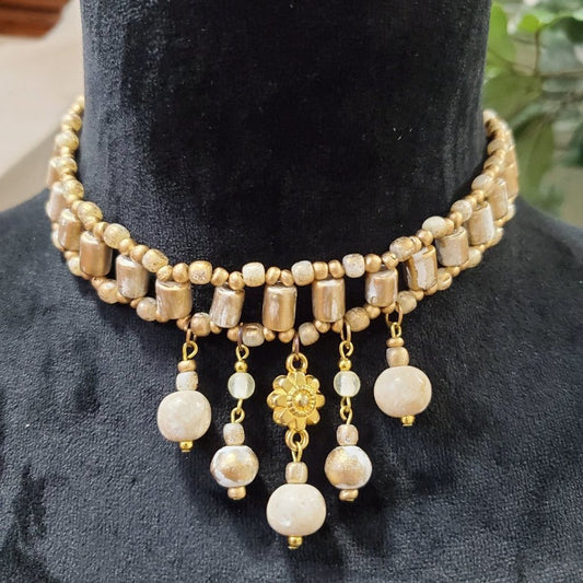 Women's Collar Bib Necklace Choker Round Beaded Jewellery Necklace