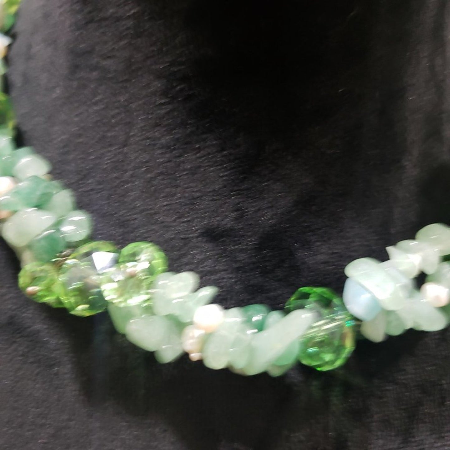 Women's Green Aventurine Chip & Beaded Necklace