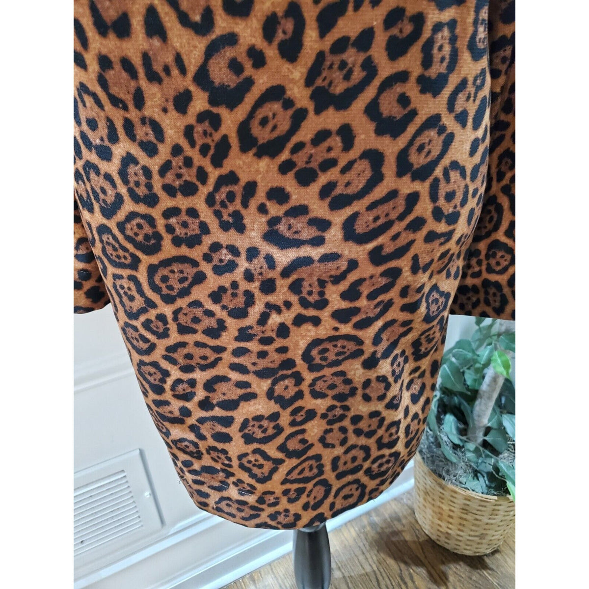 H&M Women's Brown & Black Polyester Round Neck Long Sleeve Knee Length Dress M