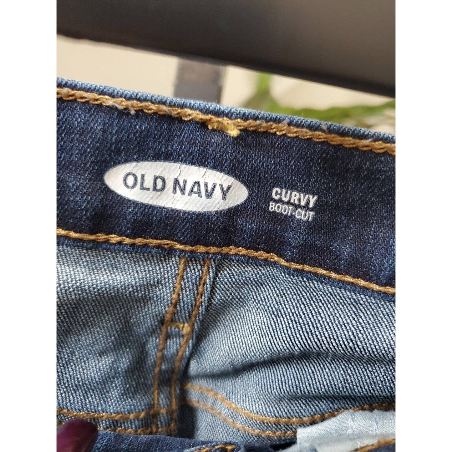 Old Navy Women's Blue Denim Cotton Mid Rise Curvy Bootcut Jeans Pants 8 Short
