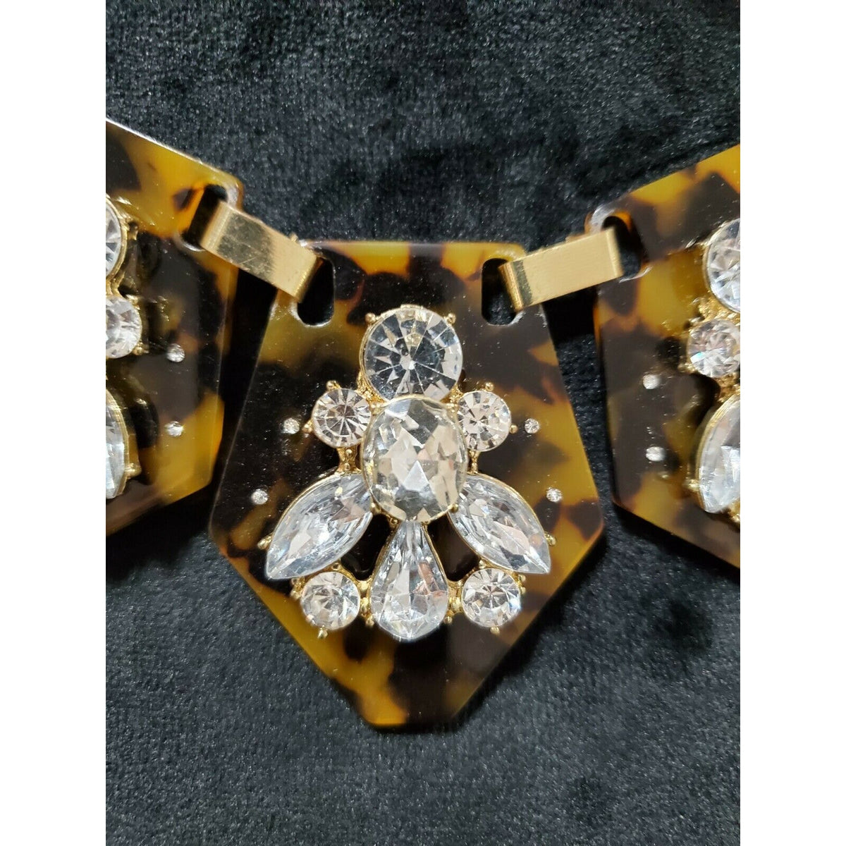 Traci Lynn Statement Tortoiseshell CZ Gold Tone Up To 20” Necklace