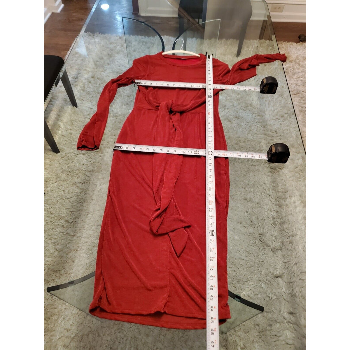 Fashion Nova Burgundy Be Honest Tie Front Knee Length Midi Dress XL