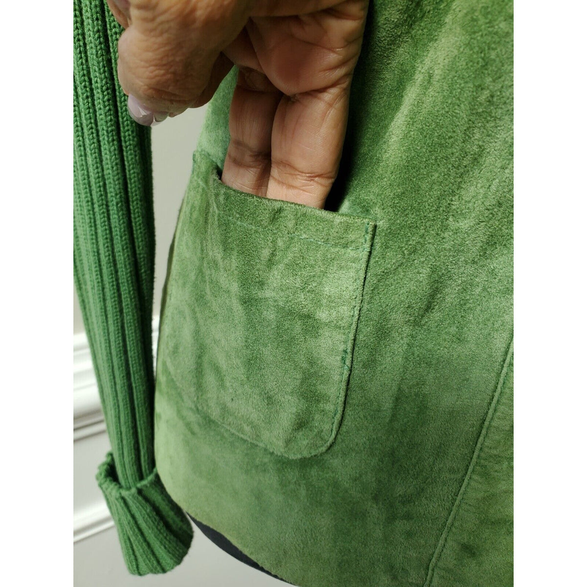 INC International Concepts Womens Green Cotton Casual Front Jacket Size Medium