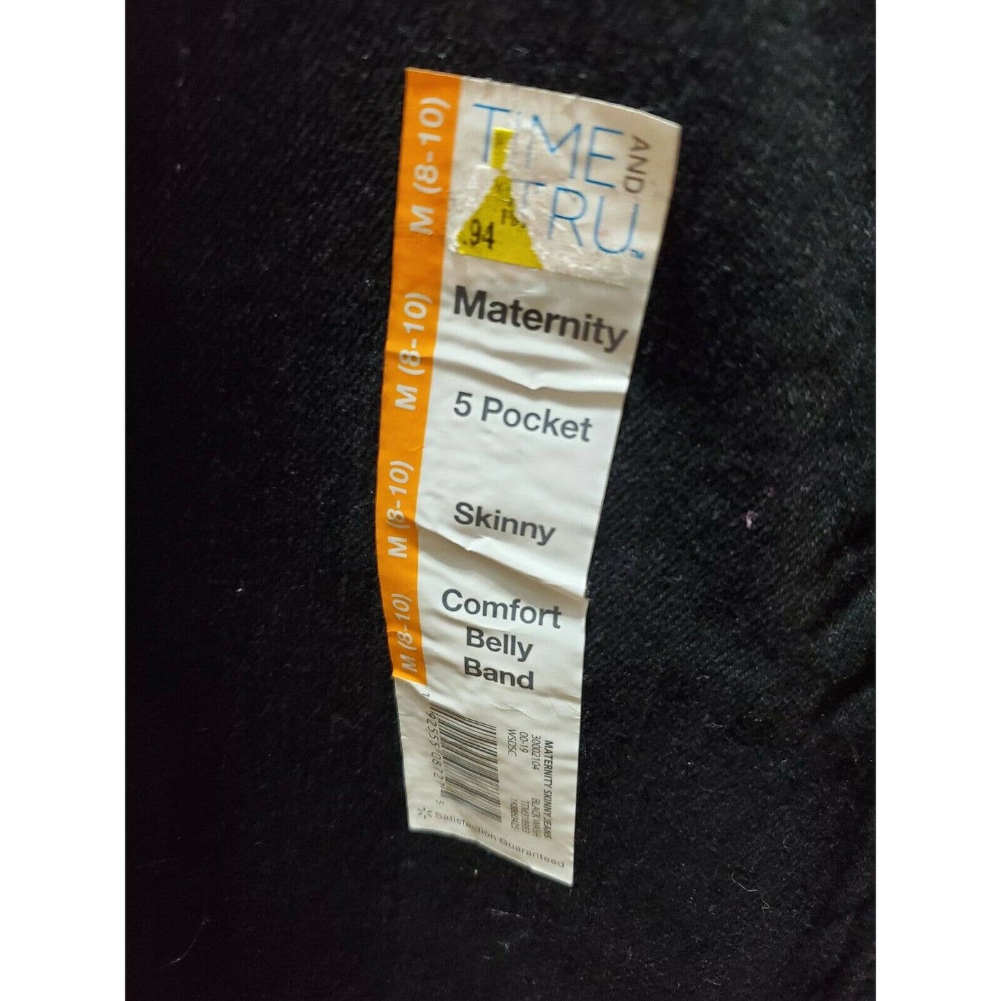 Tme and Tru Materni Black Cotton Mid Rise Comfort Waist Casual Pants Size Medium