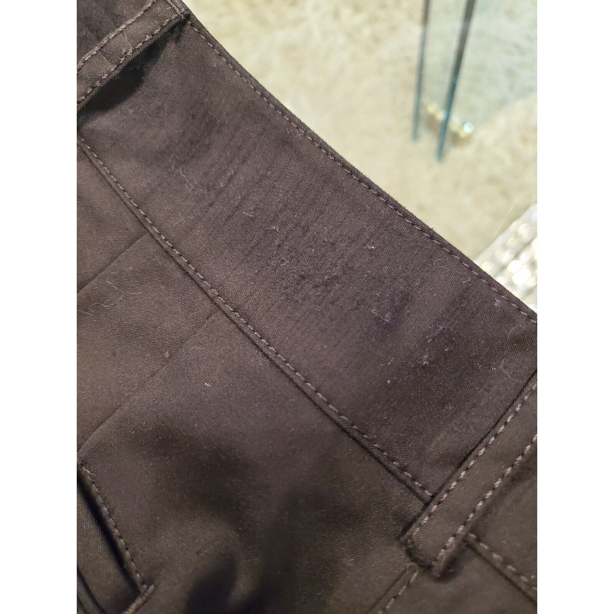 White House Black Market Women Black Cotton Straight Leg Belt Loops Pant Size 6R