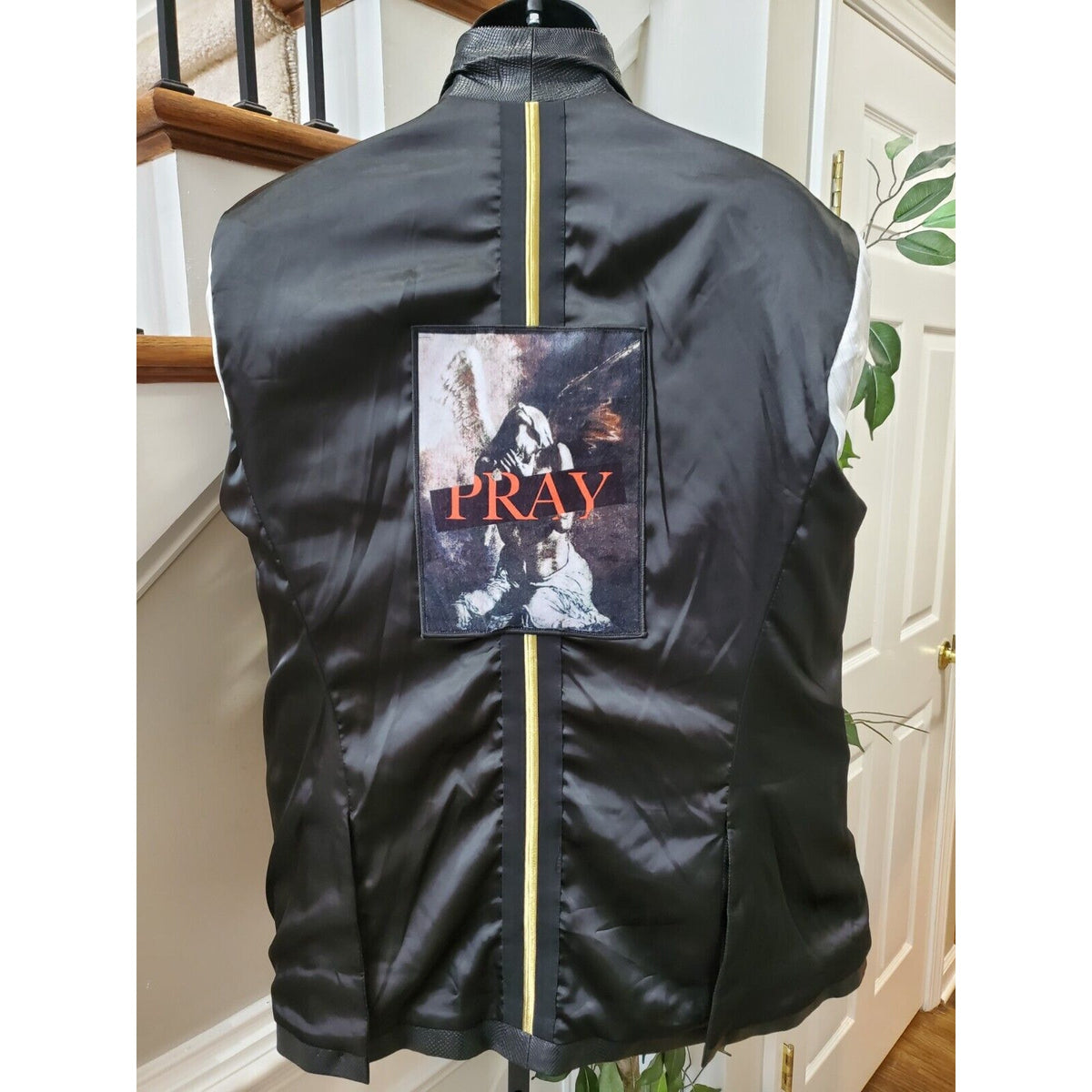 Biarelli Mens Black Snakeskin Leather Single Breasted Blazer Jacket Size Large