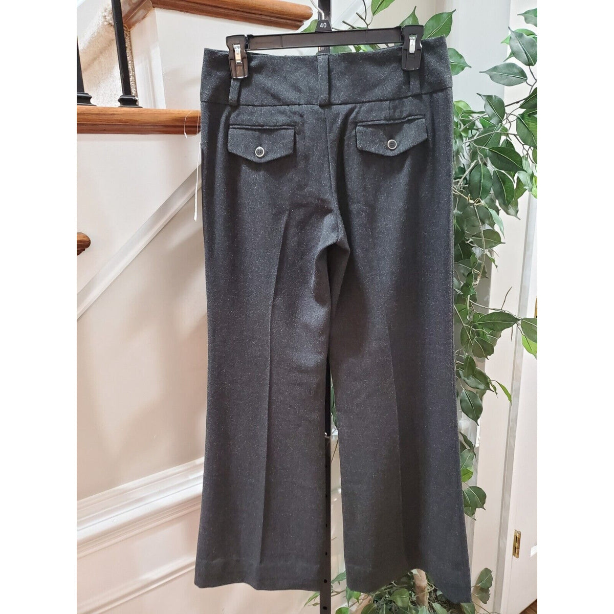 DKNY Women's Gray Wide Leg Zipper Front Slash Pockets Casual Pants Size 8