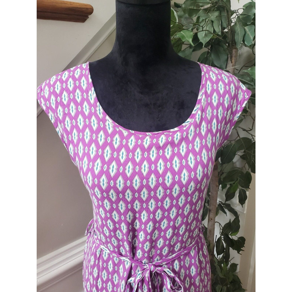 Market & Spruce Women Multicolor Rayon Round Neck Sleeveless Knee Length Dress S