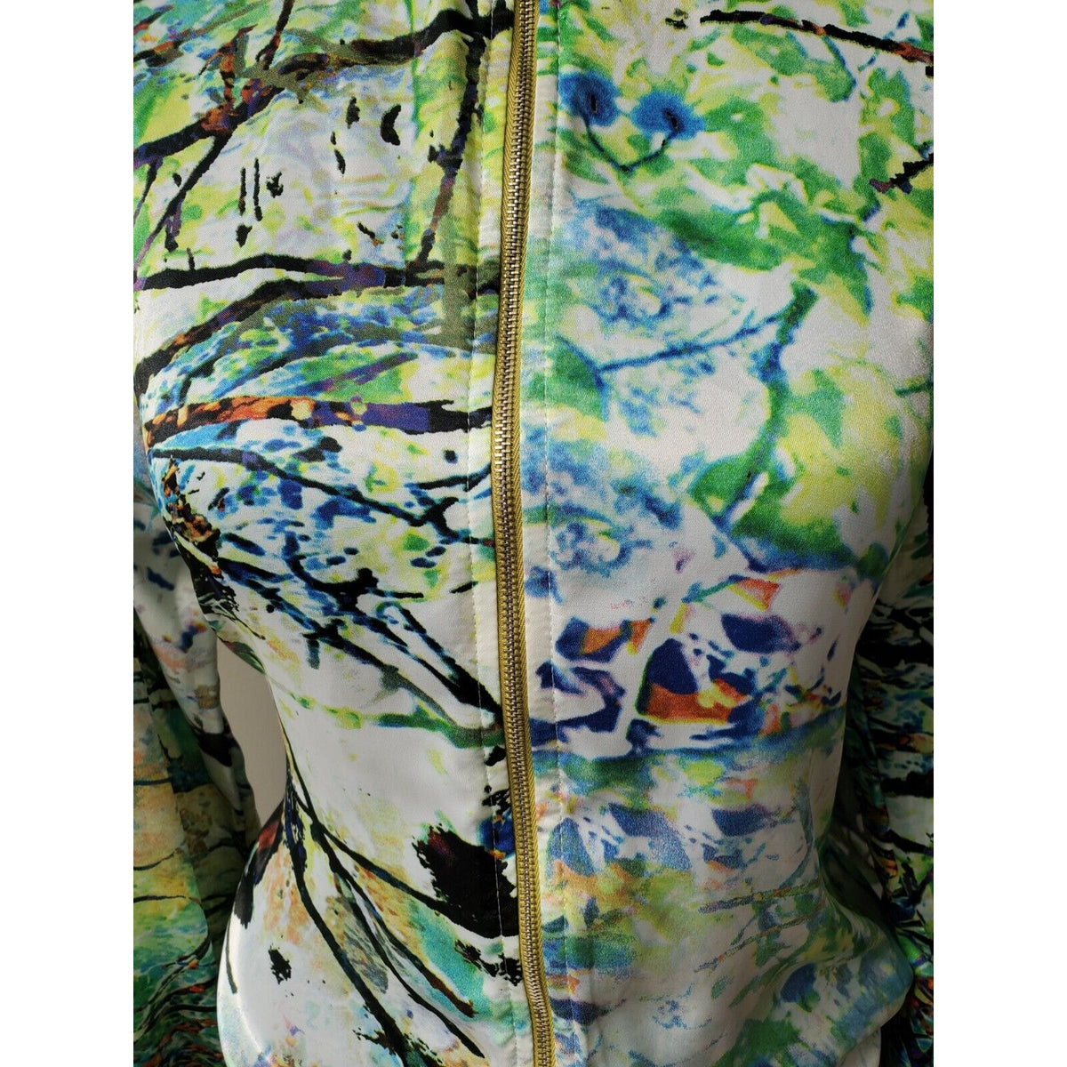 Wenjie Womens Multicolor Polyester Long Sleeve Full Zip Casual Jacket Size Small
