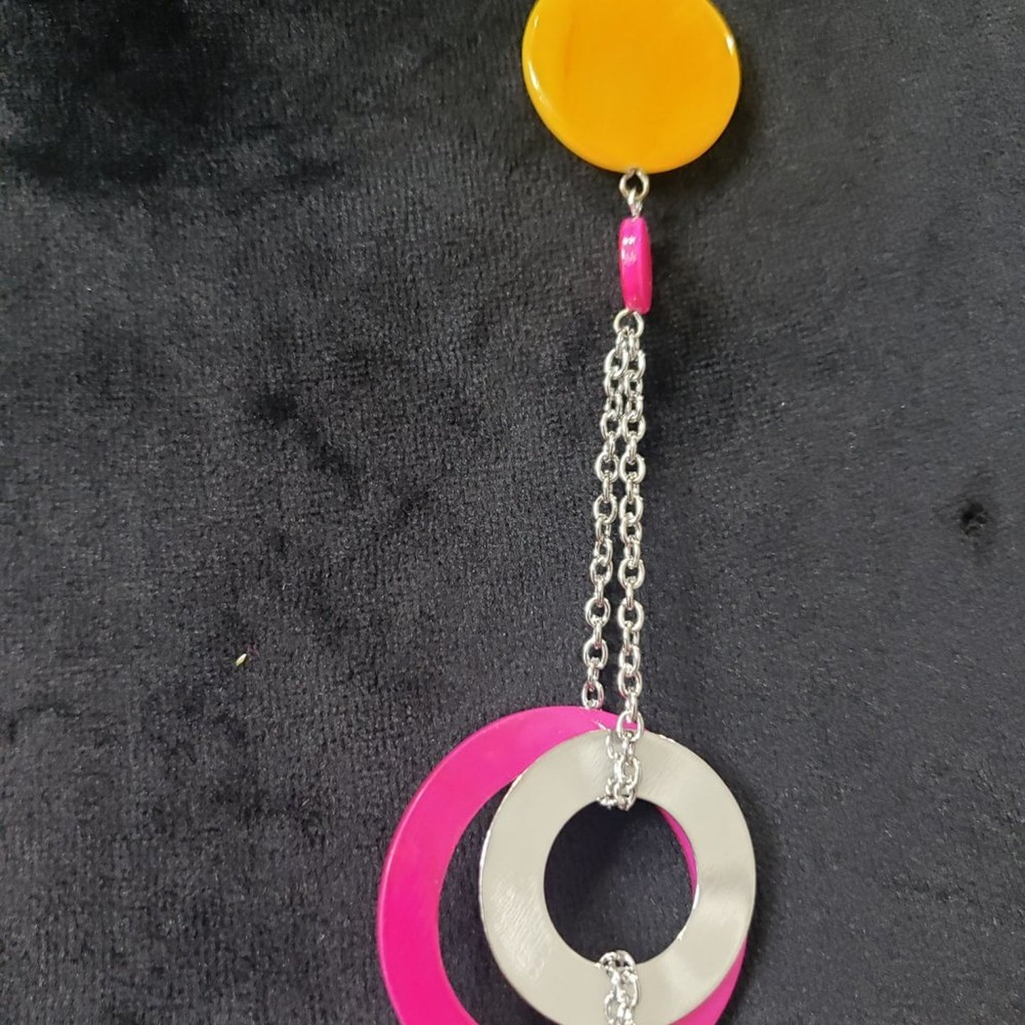 Womens Kaleidoscopically Captivating Chunky Colored Rings and Discs Necklace