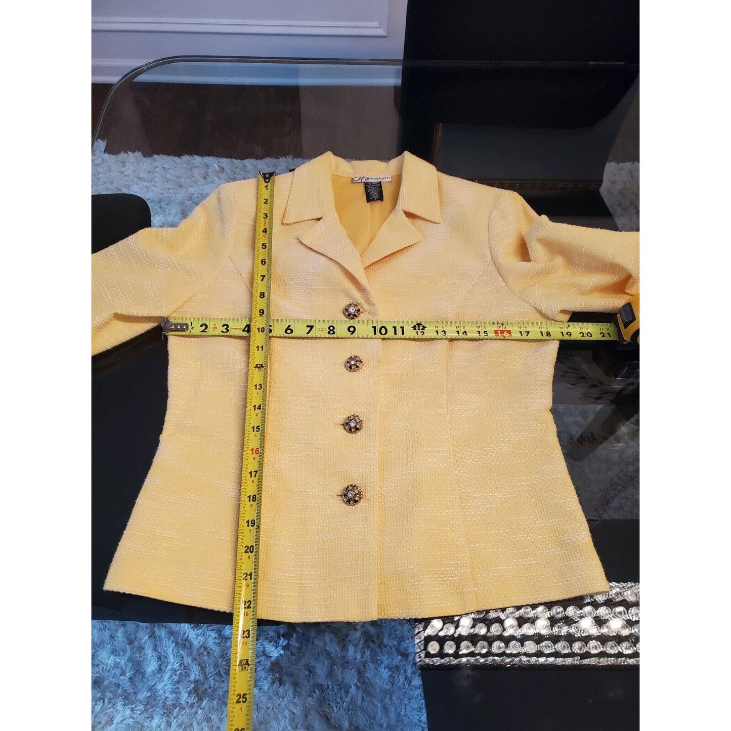 Dressbarn Yellow Polyester Single Breasted Long Sleeve Fitted Blazer Size 20