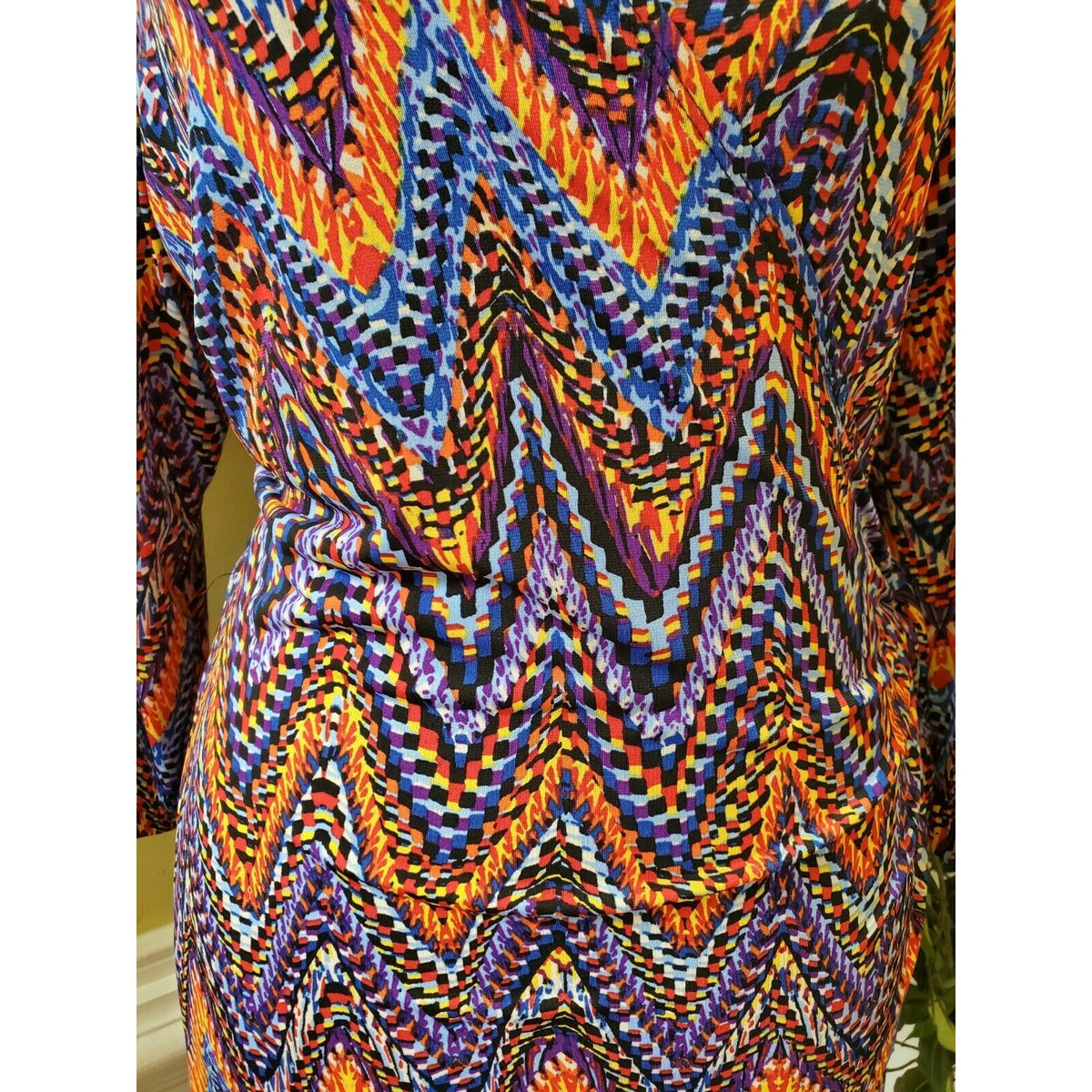 Emma & Michelle Colorful Chevron Full Wrap Dress Large