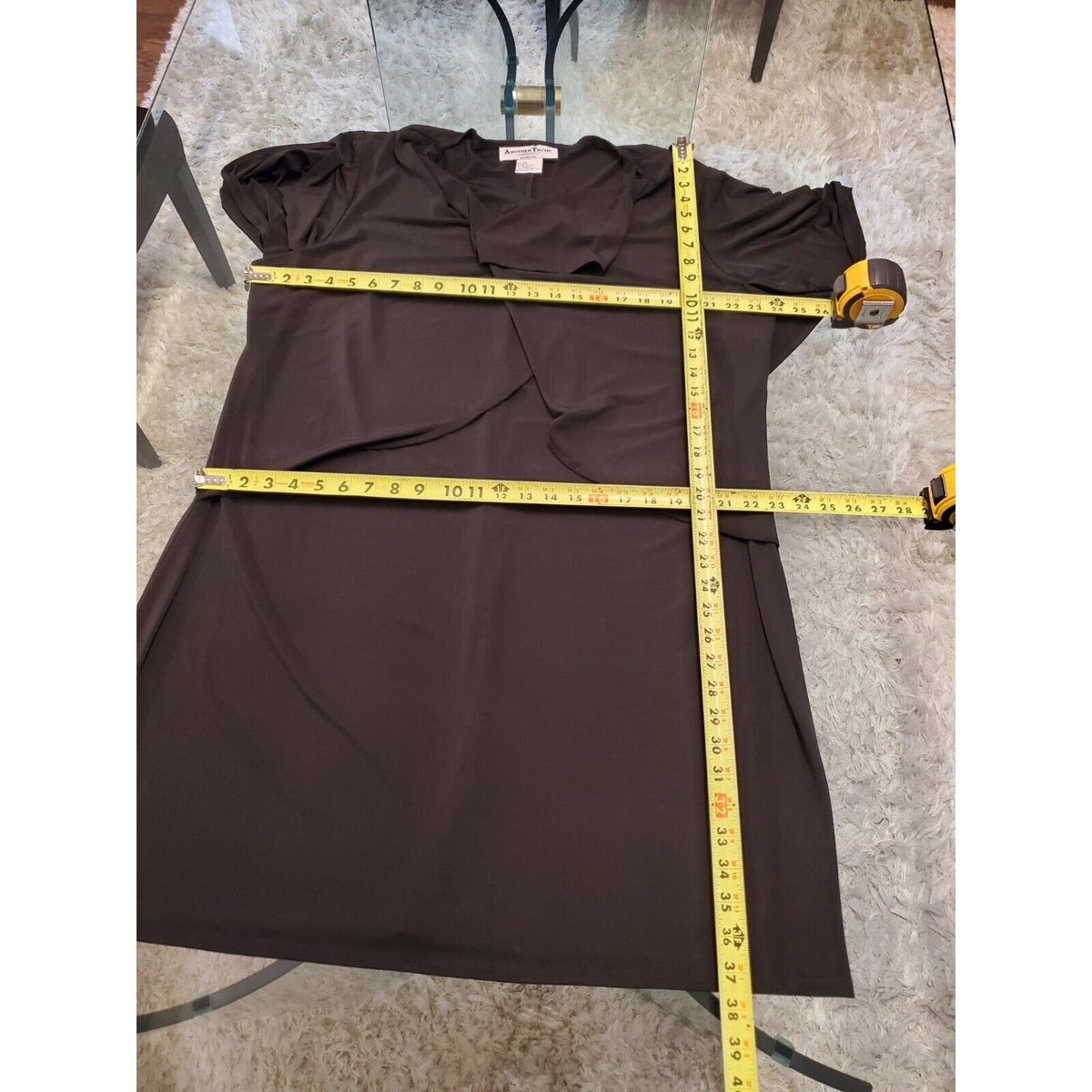 Another Thyme Women Black Solid Polyester Scoop Neck Half Sleeve Dress Size 2X