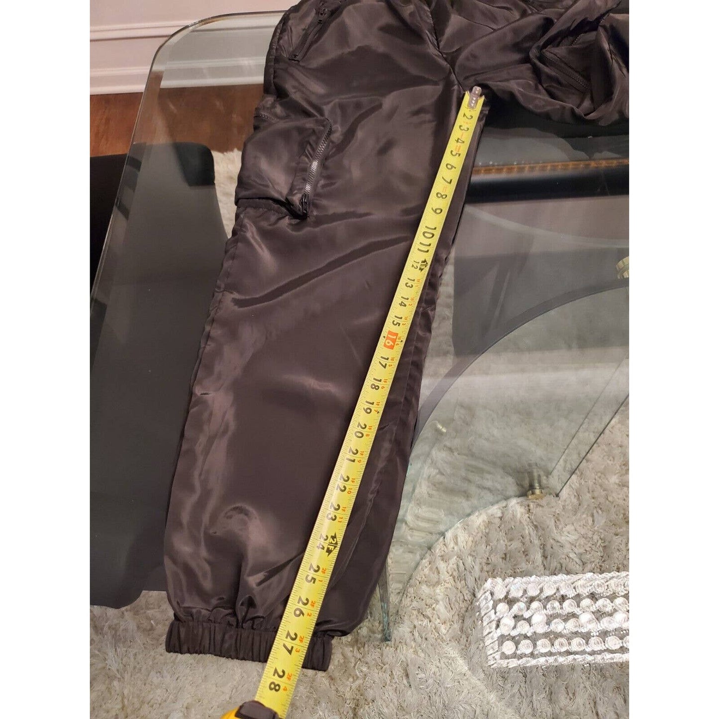 Sheln Women Black 100% Polyester Mid Rise Pull On Cargo Trouser Pant Size Small