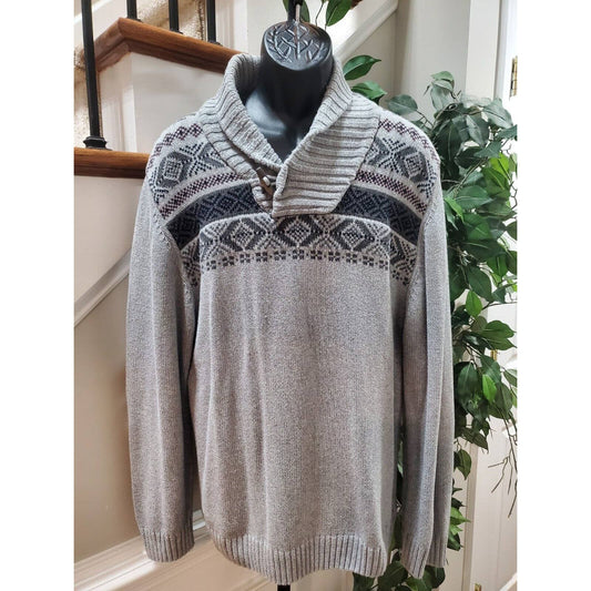 Urban Pipeline Men's Gray Cotton Long Sleeve Pullover Casual Knit Sweater 2XL