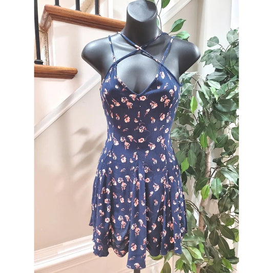 American Eagle Outfitters Women Blue V-Neck Sleeveless Knee Length Dress Size 4