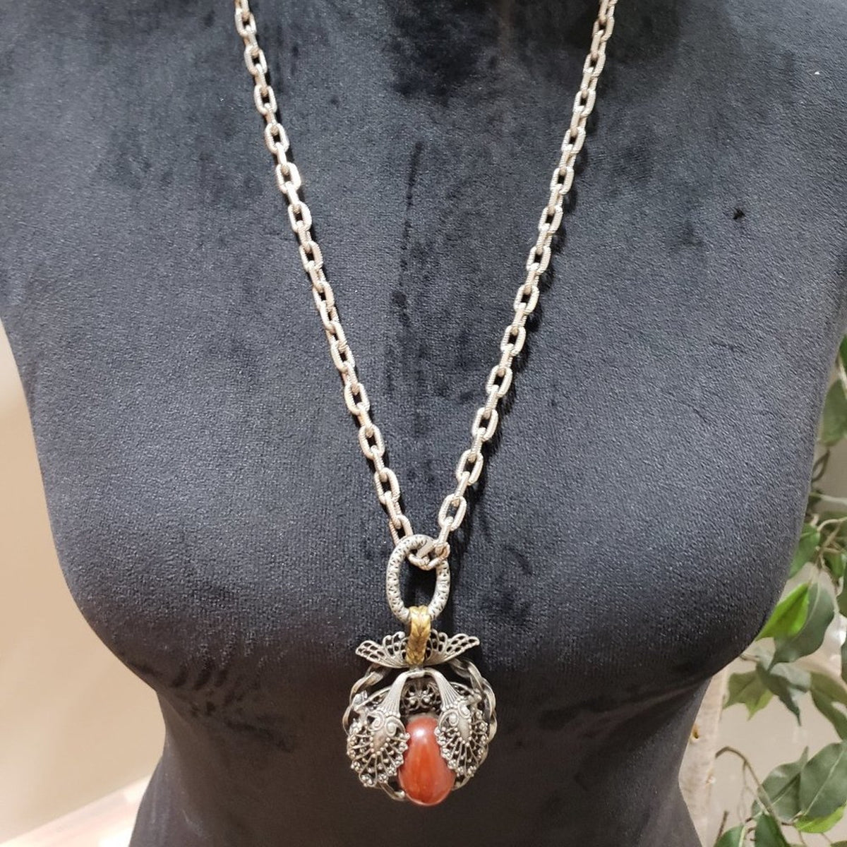 Womens Fashion Red Gemstone Teardrop Pendant Necklace with Lobster Clasp