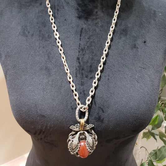 Womens Fashion Red Gemstone Teardrop Pendant Necklace with Lobster Clasp