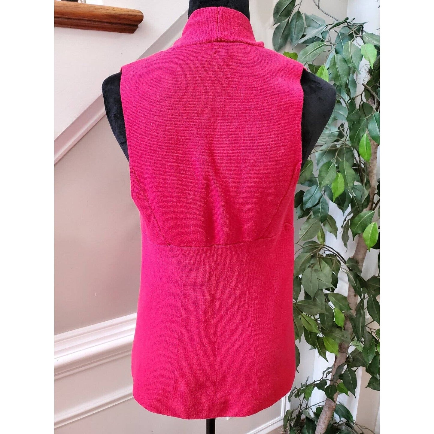 Chico's Women's Red 100% Cotton Sleeveless Open Front Cardigan Sweater Size S